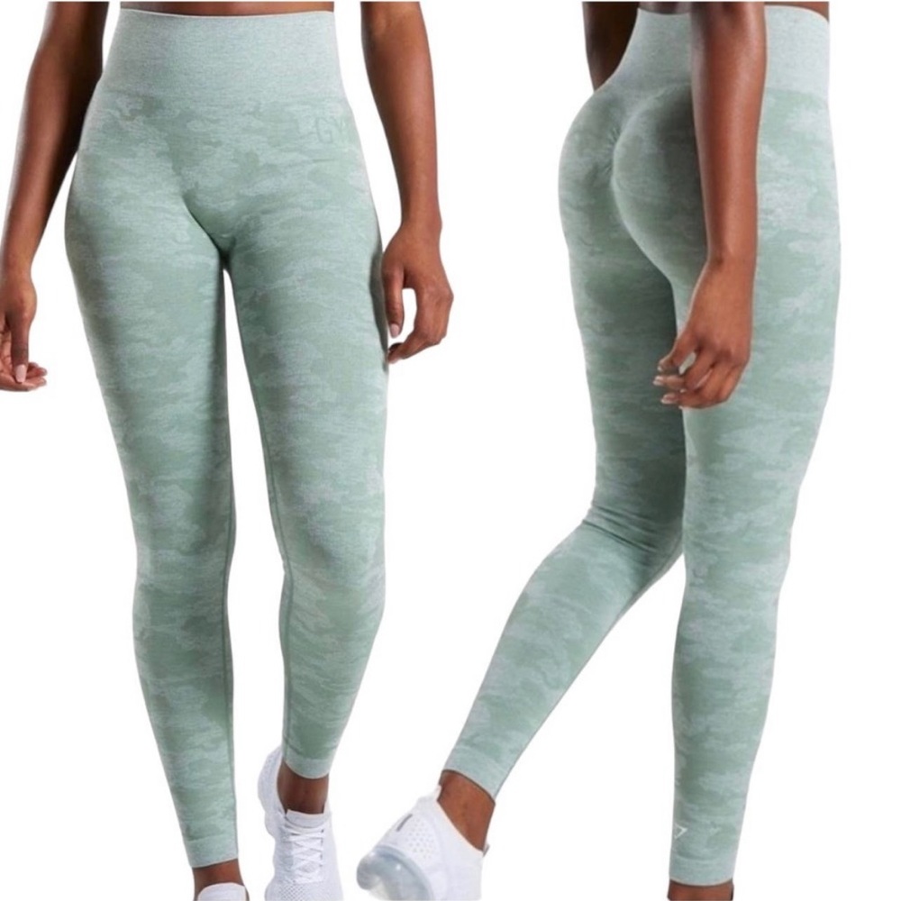 Gymshark Adapt Camo Leggings Size Small Seamless Sage Green